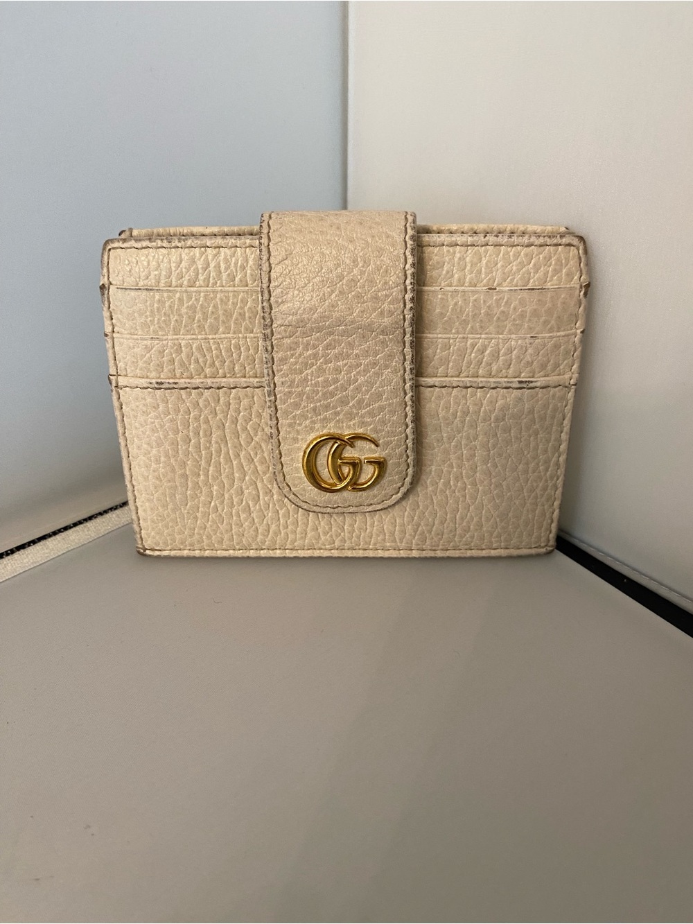 Gucci GG Maramont white leather Cream Card holder with Gold GG hardware - Picture 1 of 16